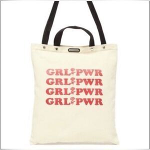 Rebecca Minkoff Girl Power Tote Bage Cross Stylish Cream Graphic